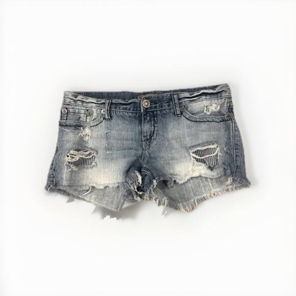 YMI Women's Cut Off Distressed Jean Shorts Detail Size 7 100% Cotton - Picture 1 of 4